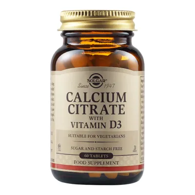 Calciu Citrat cu Vitamina D3, 60 tablete, Solgar