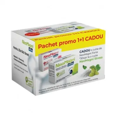NeoMagni Stress 50 comprimate + NeoMagni Forte 30 comprimate Cadou, Aflofarm
