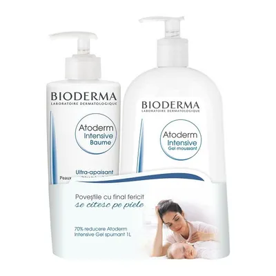 Pachet Balsam Atoderm Intensive 500ml + Gel spumant Atoderm Intensive 1000ml, Bioderma