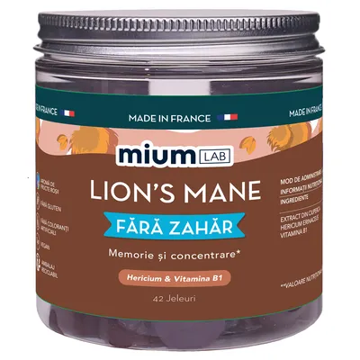 Supliment pe baza de hercium erinaceus si Vitamina B12 Lion's Mane, 42 jeleuri, Mium Lab