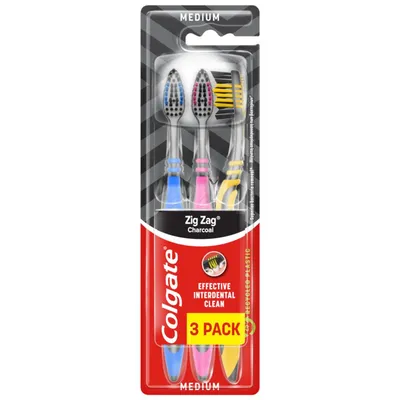 Set periute de dinti ZigZag Charcoal, 3 bucati, Colgate