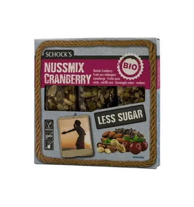 Batoane Bio crocante cu mix de alune si merisoare, 3x25g, Schocks