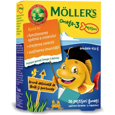 Omega 3 Fishes Orange, 36 jeleuri, Moller's