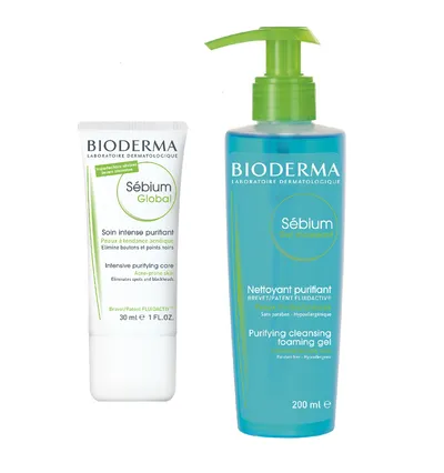 Pachet Sebium Global +Sebium Gel spumant cadou, 30ml + 200ml, Bioderma
