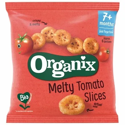 Snack Bio din porumb dulce cu rosii și morcovi, 7 luni+, 20 g, Organix