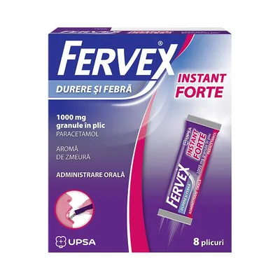 FERVEX DURERE SI FEBRA INSTANT FORTE 1000 MG 8 PLICURI GRANULE