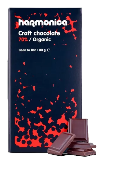 Ciocolata neagra 70% cacao Bio, 80g, Harmonica