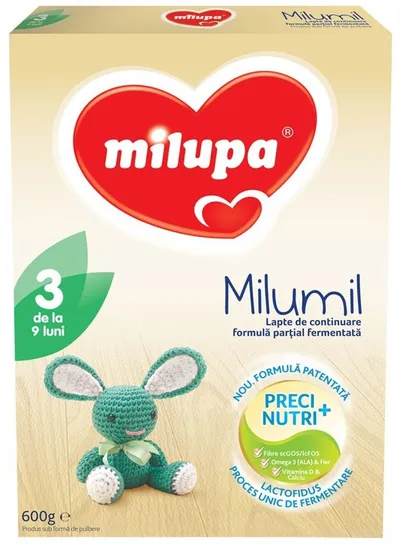 Lapte praf Milumil PreciNutri, incepand de la 9 luni, 600 g, Milupa