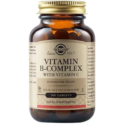 SOLGAR VITAMINA B COMPLEX CU VITAMINA C 100 TABLETE