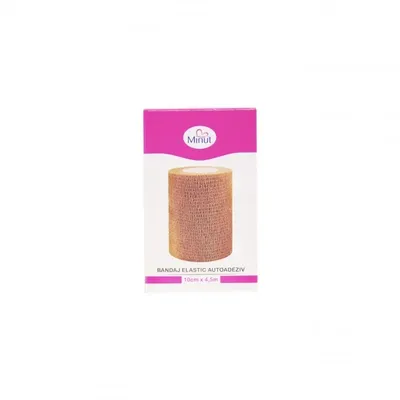 Bandaj elastic autoadeziv neutru, 10cm x 4,5m, Minut