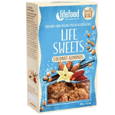 Migdale cu cocos si vanilie raw LifeSweets Bio, 90g, Lifefood