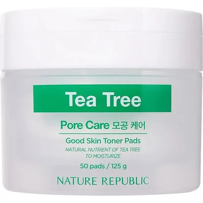 Dischete imbibate cu toner si extract de arbore de ceai Good Skin, 50 bucati, Nature Republic