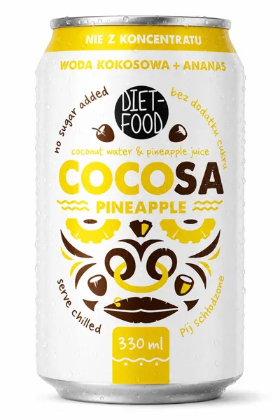 Apă de Cocos Naturală cu Ananas Cocosa, 330 ml, Diet Food