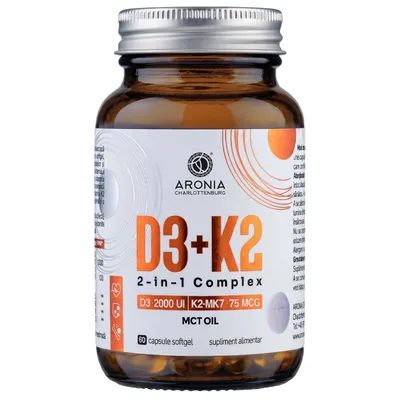 Vitamina D3 + Vitamina K2 2 in 1 Complex, 60 capsule moi, Aronia Charlottenburg