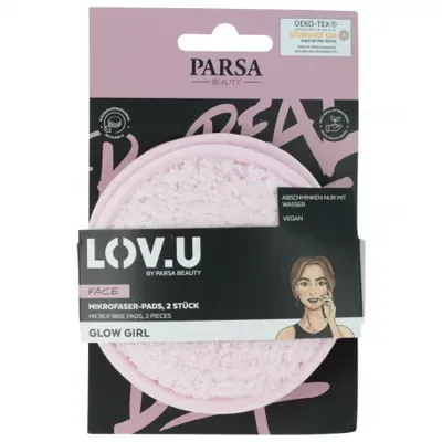Dischete demachiante reutilizabile din microfibra LOV.U Glow Girl, 2 bucati, Parsa Beauty