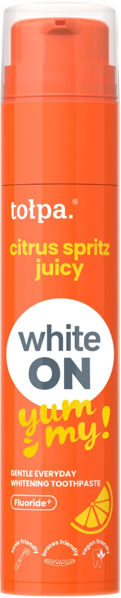 Pasta de dinti cu aroma de citrice White ON Yummy, 60g, Tolpa