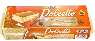 Cake-bar cu caise fara lactoza Dolcetto, 8x25g, Freddi Dolciaria