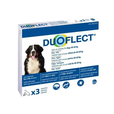 Duoflect câini (40–60 kg), antiparazitar extern, soluție spot – on, 3 pipete – Ceva Sante Animale RO