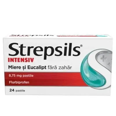 STREPSILS INTENSIV MIERE SI EUCALIPT FARA ZAHAR 24 CAPSULE