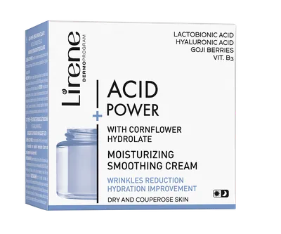 Crema hidratanta netezitoare zi/noapte piele uscata si cuperozica Acid Power, 50ml, Lirene