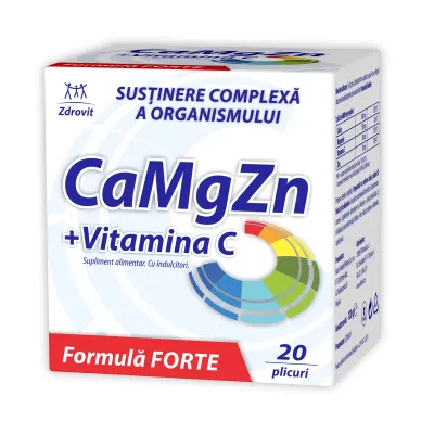 Ca+Mg+Zn+Vitamina C Formula Forte, 20 plicuri, Zdrovit