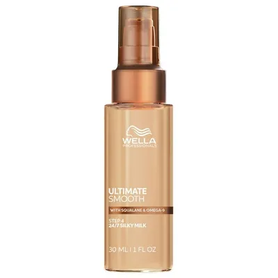 Lapte de par leave-in cu protectie termica Ultimate Smooth Silky Milk, 30 ml, Wella Professionals