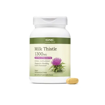 Silimarina 1300mg Herbal Plus® Milk Thistle, 60 tablete, GNC