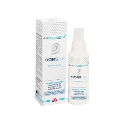 Spray cu emulsie fluida pentru acneea trunchiului Dorsak, 100ml, Braderm