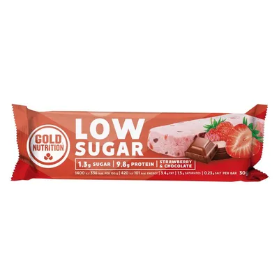Baton proteic cu ciocolata si capsuni Low Sugar, 30g, Gold Nutrition