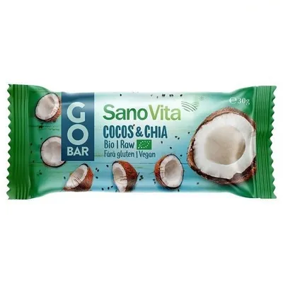 Baton Go Bar Bio cu cocos si chia, 30g, SanoVita