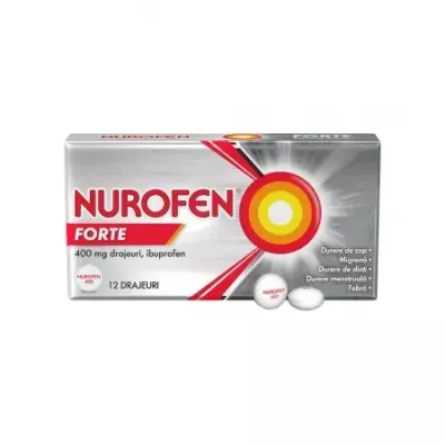 Nurofen Forte, 400 mg, 12 drajeuri, Reckitt Benkiser