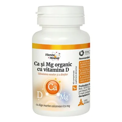 CALCIU SI MAGNEZIU ORGANIC CU VITAMINA D 60 COMPRIMATE DACIA PLANT