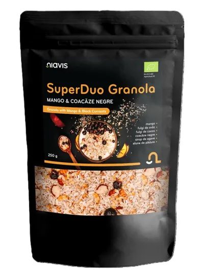NIAVIS SUPERDUO GRANOLA MANGO SI COACAZE NEGRE ECOLOGICA 250G