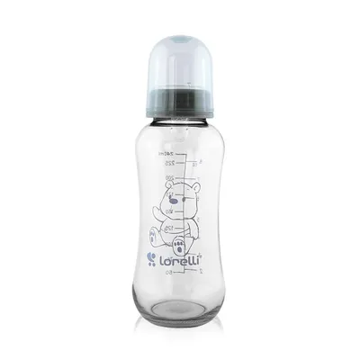Biberon din sticla cu capac Moonlight Blue, 240ml, Lorelli