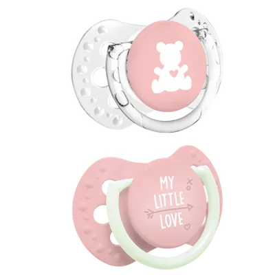 Suzeta din silicon Dynamic Night&Day little love pentru fete 0-2 luni, 2 bucati, Lovi