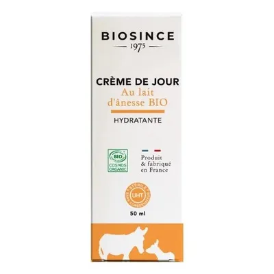 Crema organica de zi pentru fata cu lapte de magarita, 50ml, Biosince 1975