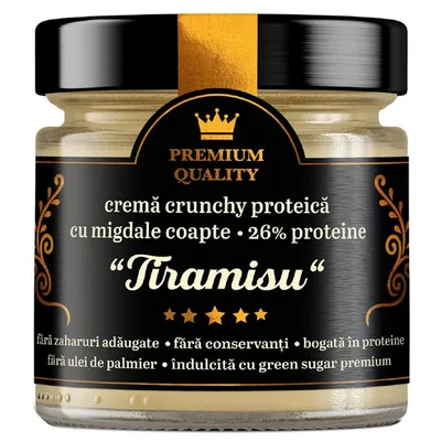 Crema proteica crocanta cu migdale Tiramisu, 250 g, Laboratoarele Remedia
