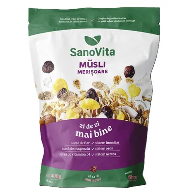 Musli cu merisor, 400 g, Sanovita