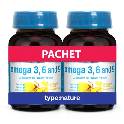 Pachet Omega 3, 6 and 9, 60 capsule + 60 capsule, Naturmil