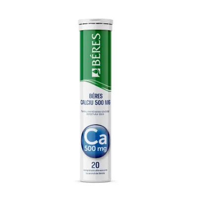 Calciu Efervescent 500 mg, 20 comprimate efervescente, Beres