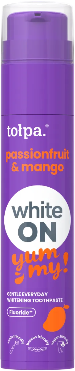 Pasta de dinti cu aroma de fructul pasiunii si mango White On Yummy, 60g, Tolpa