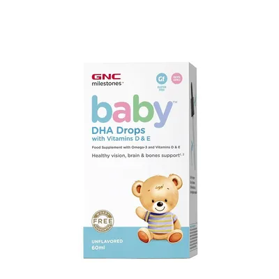 GNC BABY DHA CU VITAMINE D+E PICATURI 60ML