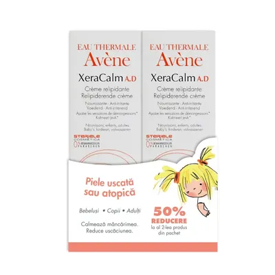 Pachet Xeracalm Defi A.D. Crema + 50% reducere la al doilea produs, 2 x 200ml, Avene
