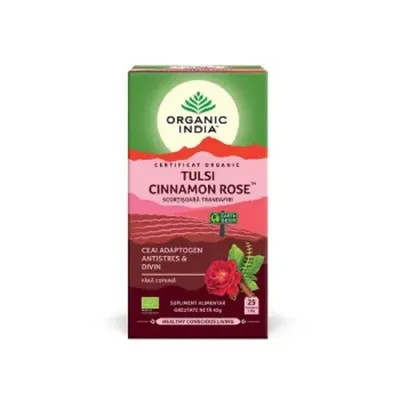 ORGANIC INDIA CEAI TULSI SCORTISOARA TRANDAFIRI ADAPTOGEN ANTRISTRES DIVIN 25 PLICURI