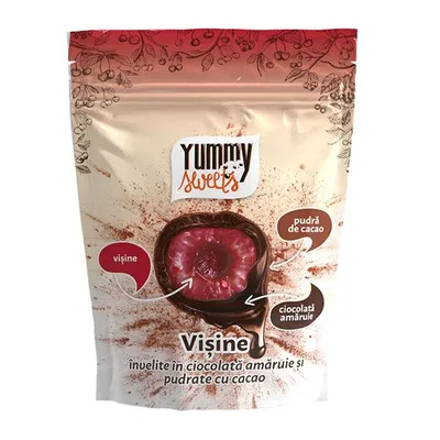 Visine invelite in ciocolata amaruie, 100g, Yummy Sweets