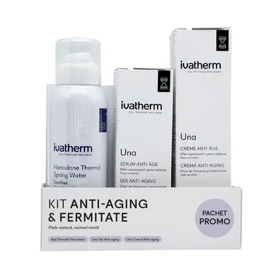 Kit Anti-aging & Fermitate, Apa termala, 100 ml, Una ser, 30 ml, Una crema fata, 50 ml, Ivatherm
