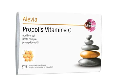 Manson propolis vitamina C cu echinacea, 10 comprimate masticabile, Alevia