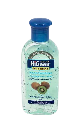 Gel dezinfectant de maini cu granule de vitamine A si E si lotiune hidratanta Kiwi, 110ml, HiGeen