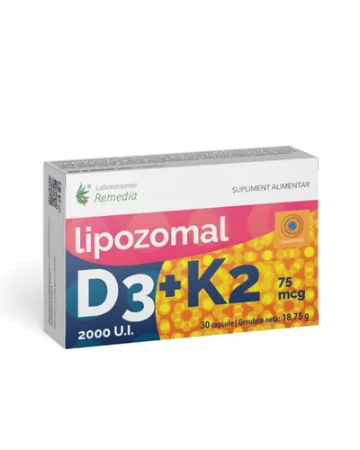 LIPOZOMAL D3 2000 UI+K2 75MCG 30 CAPSULE REMEDIA