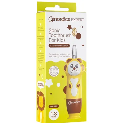 Periuta de dinti sonica pentru copii Leu CA078, culoare galben, 1 bucata, Nordics